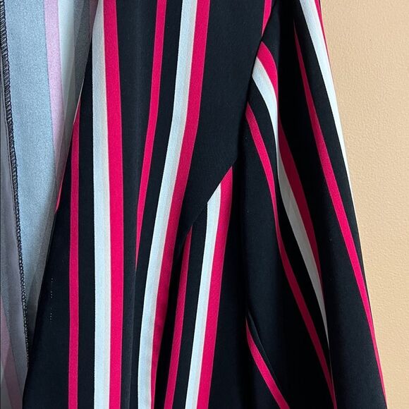 Torrid Women’s Size 2 Black Red White Pin Striped Open Front Drape Blazer Jacket - Picture 2 of 7